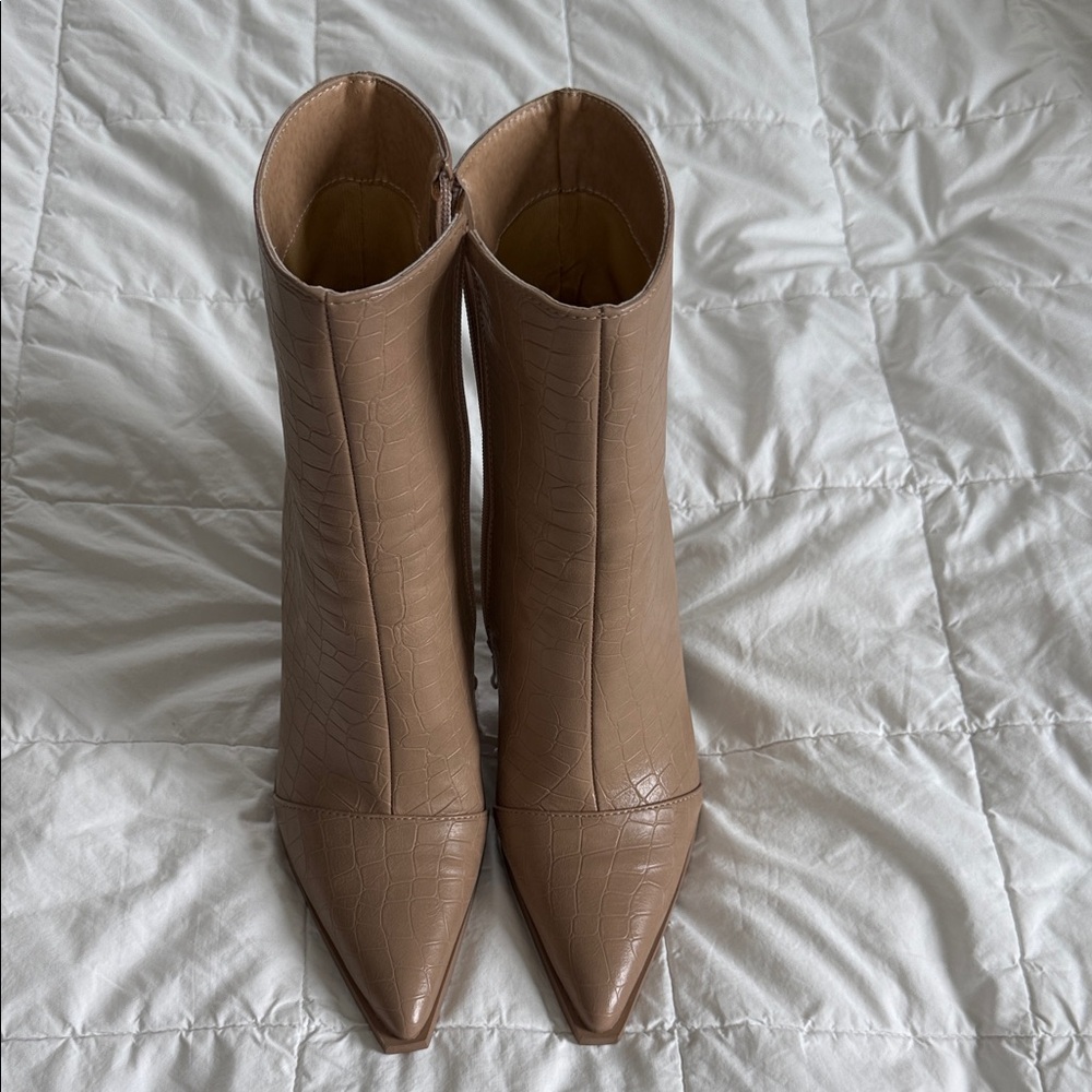 Nasty Gal Brown Croc-Pattern Ankle Boots